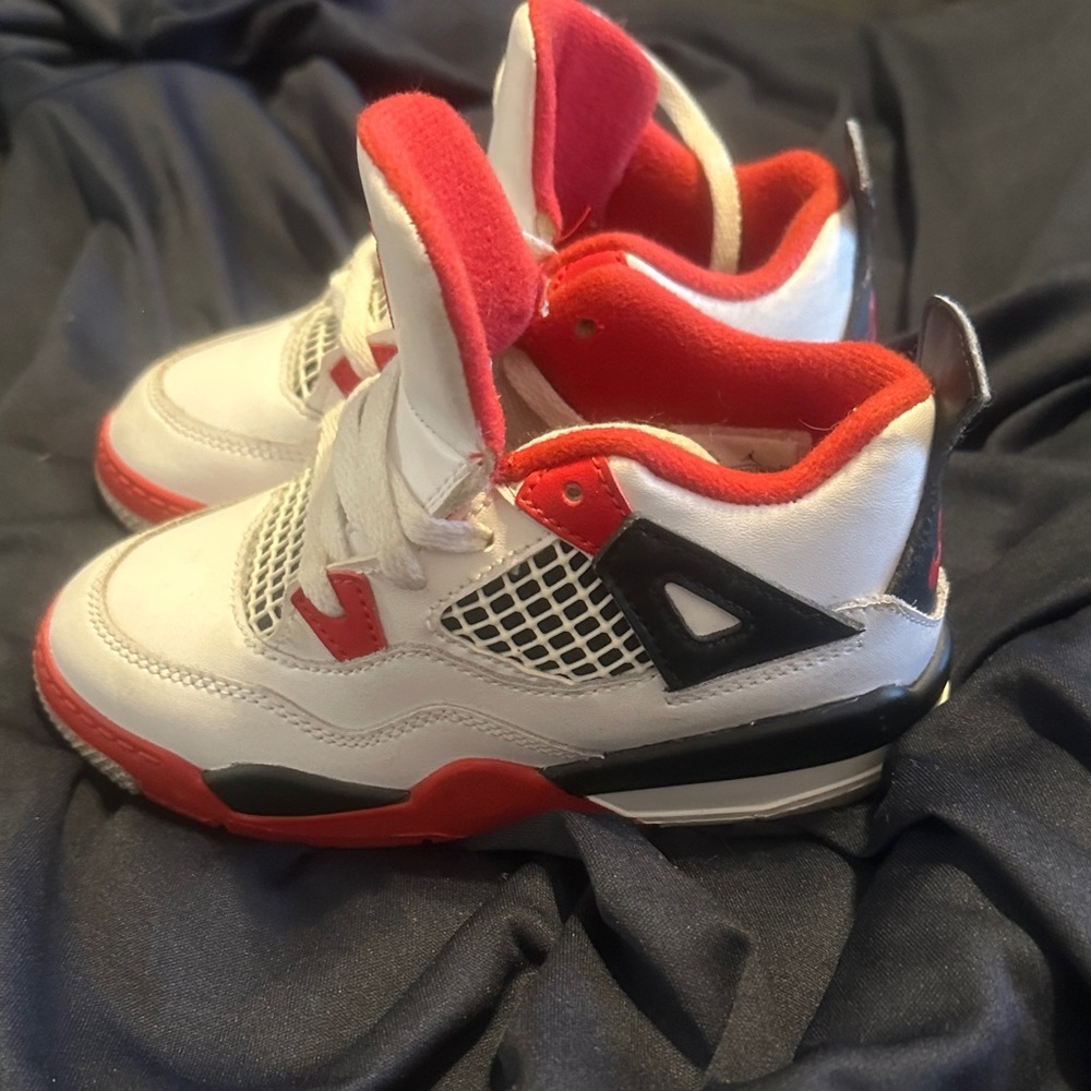 Jordan Kids Red and White Sneakers - Picture 3 of 6